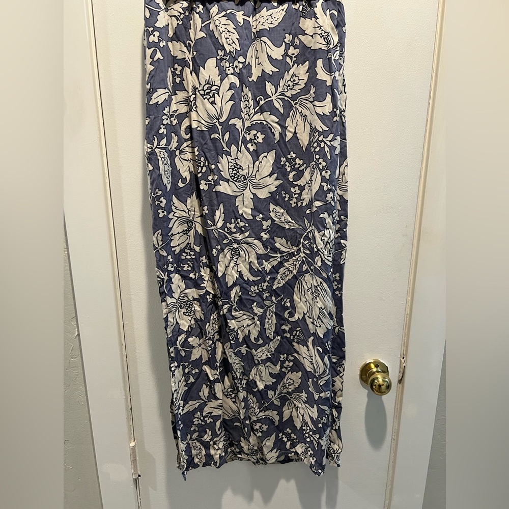 Floral Maxi Skirt - Blue & White